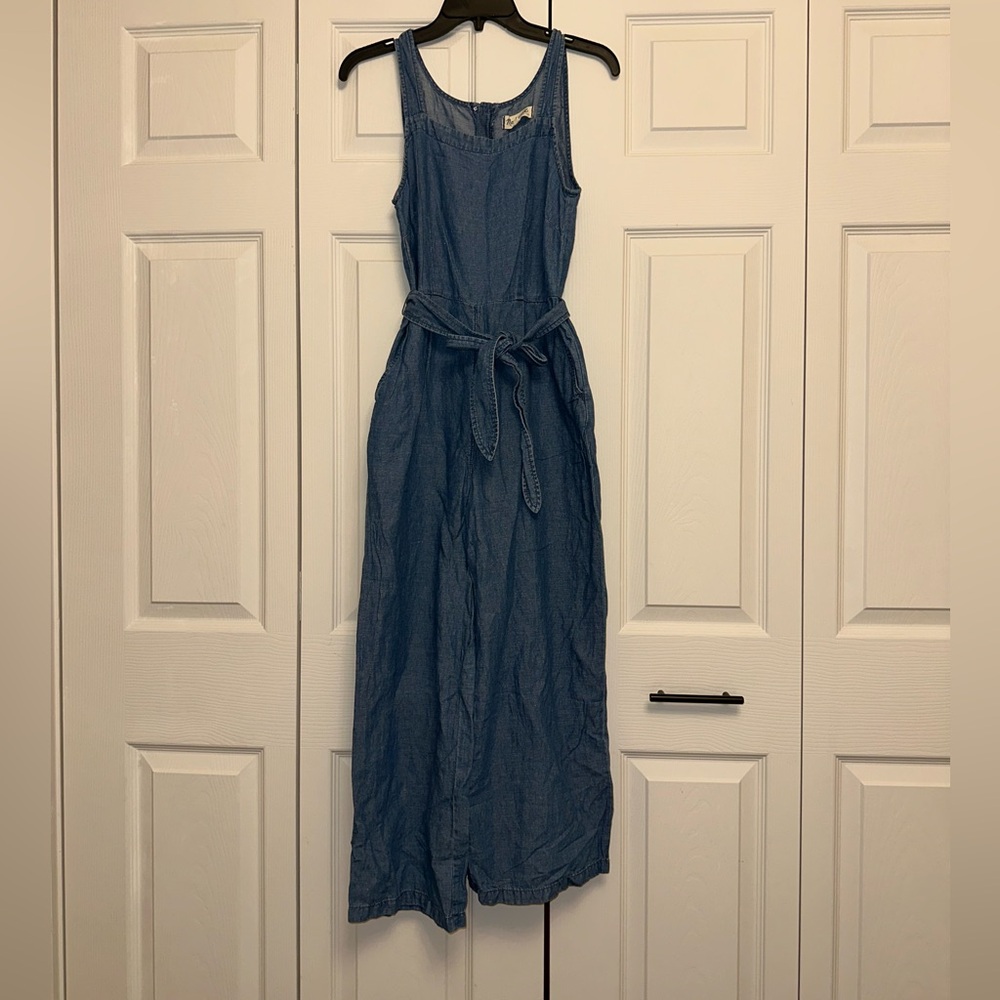 Madewell denim halter wide leg jumpsuit - Picture 3 of 8